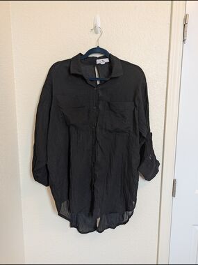 L.I.F.E. Love is for Eternity Womens Black Button Down Shirt medium Whimsygoth